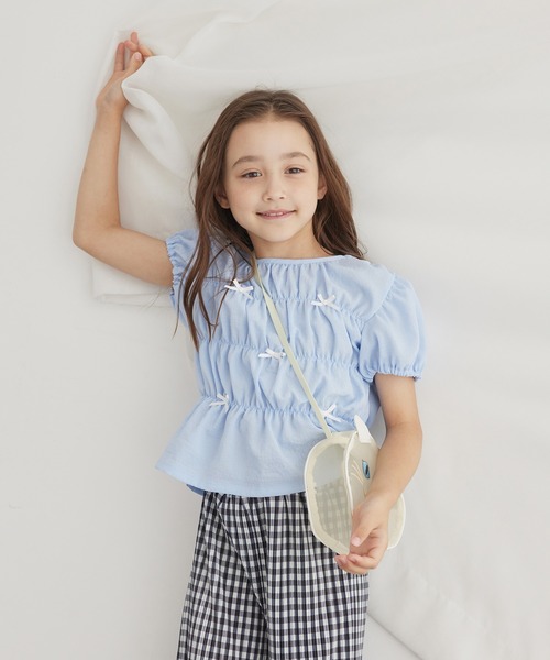 ROPE' PICNIC(ロペピクニック)の「シャーリングリボントップス(Tシャツ/カットソー・キッズ・サックスブルー/キナリ・S/M/L)」の20枚目の写真