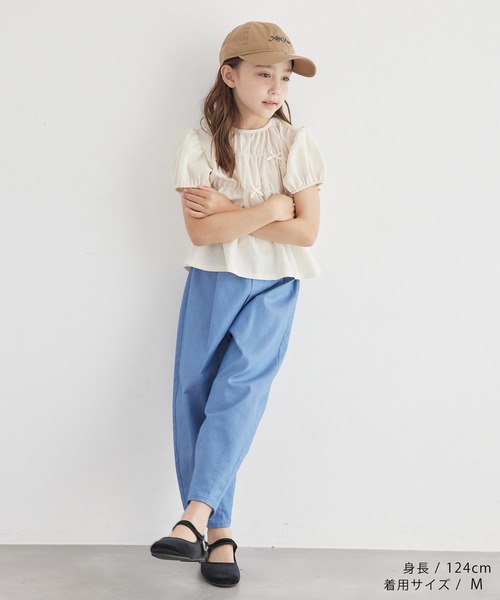 ROPE' PICNIC(ロペピクニック)の「シャーリングリボントップス(Tシャツ/カットソー・キッズ・サックスブルー/キナリ・S/M/L)」の16枚目の写真