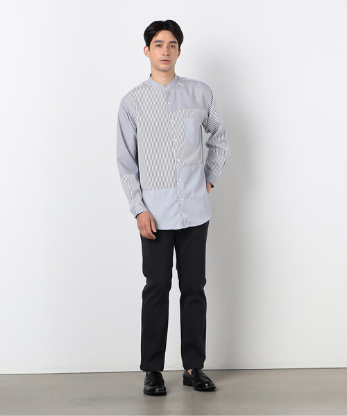 COMME CA ISM（コムサイズム）の「ストライプコンビ バンドカラーシャツ（長袖）（シャツ/ブラウス・メンズ・ネイビー/グレー・M/L）」の16枚目の写真
