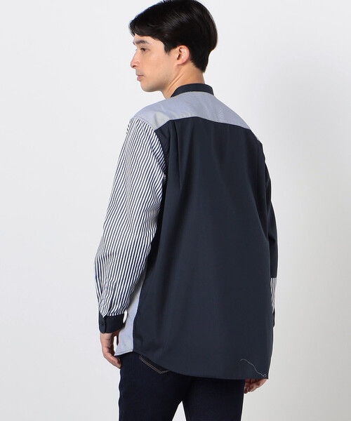 COMME CA ISM（コムサイズム）の「ストライプコンビ バンドカラーシャツ（長袖）（シャツ/ブラウス・メンズ・ネイビー/グレー・M/L）」の13枚目の写真