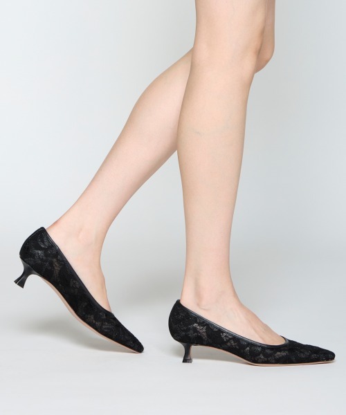 VENERE レース パンプス 3.5cm BLACK（パンプス）｜PELLICO（ペリーコ）