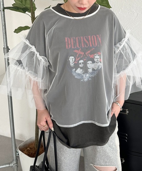 apres jour mignon（アプレジュールミニョン）の「【apresjour mignon SOIE】フリルドロストチュールプルオーバー【ZOZOTOWN限定アイテム】（シャツ/ブラウス・レディース・ホワイト系その他/チャコールグレー/オフホワイト/ピンク/ブラック系その他/ブラック/ブラック系その他2・X-LARGE/フリー）」の8枚目の写真