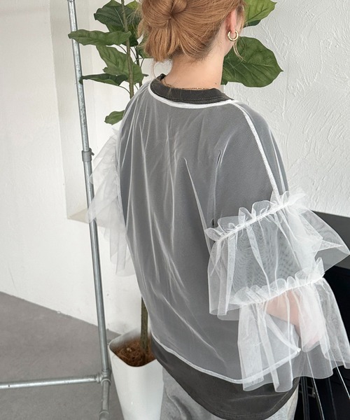 apres jour mignon（アプレジュールミニョン）の「【apresjour mignon SOIE】フリルドロストチュールプルオーバー【ZOZOTOWN限定アイテム】（シャツ/ブラウス・レディース・ホワイト系その他/チャコールグレー/オフホワイト/ピンク/ブラック系その他/ブラック/ブラック系その他2・X-LARGE/フリー）」の9枚目の写真