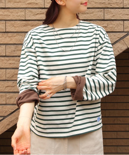 ORCIVAL(オーシバル)の「ORCIVAL/オーシバル ボートネックロングスリーブショートプルオーバー BOAT NECK L/S SHORT PULLOVER OR-C0274 BDJ(スウェット・レディース・グリーン/ナチュラル/グレー/チャコールグレー・1)」の1枚目の写真
