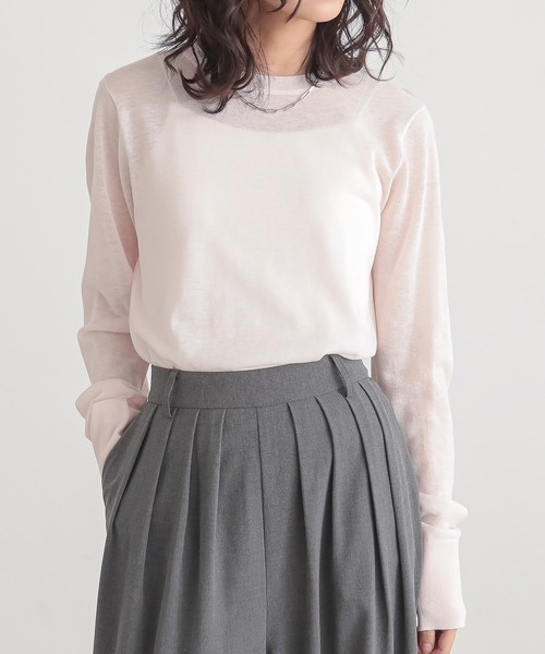 for/c（フォーシー）の「[新色追加] クルーネックシアーニット【サスティナブル】（ニット/セーター・レディース・ホワイト/ブルー/チャコールグレー/ブラック/ピンク/アイボリー/ライトグレー/ラベンダー・L/M/LL）」の8枚目の写真