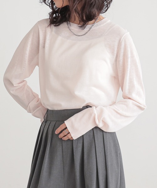 新品・未使用☆GALERIE VIE シアーニット 新色追加] クルーネックシアーニット【サスティナブル】（ニット