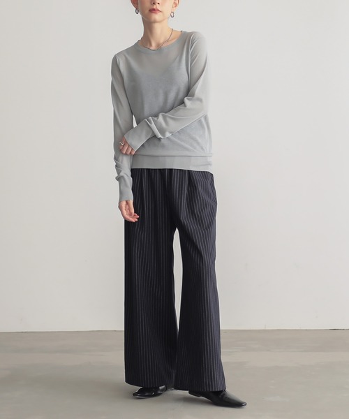 for/c（フォーシー）の「[新色追加] クルーネックシアーニット【サスティナブル】（ニット/セーター・レディース・ホワイト/ブルー/チャコールグレー/ブラック/ピンク/アイボリー/ライトグレー/ラベンダー・L/M/LL）」の21枚目の写真