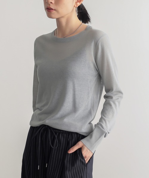 for/c（フォーシー）の「[新色追加] クルーネックシアーニット【サスティナブル】（ニット/セーター・レディース・ホワイト/ブルー/チャコールグレー/ブラック/ピンク/アイボリー/ライトグレー/ラベンダー・L/M/LL）」の19枚目の写真