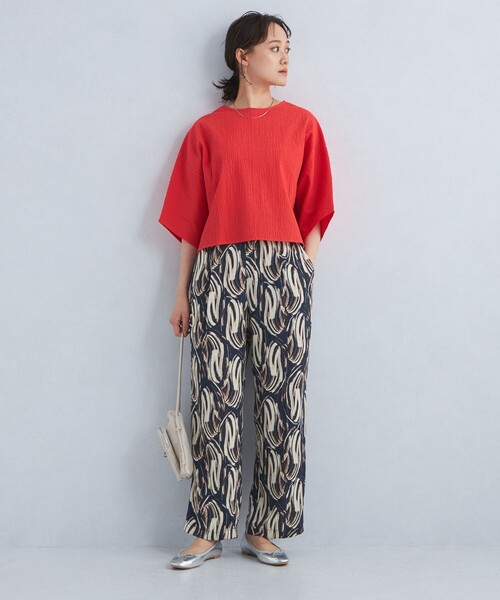 green label relaxing（グリーンレーベルリラクシング）の「アートプリント パンツ（その他パンツ・レディース・ベージュ/ネイビー・FREE）」の3枚目の写真