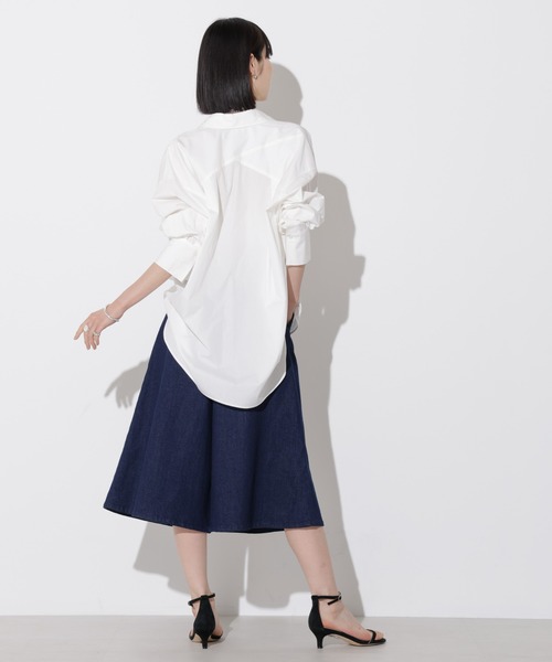 Apo(s)ture(アポスチャー)の「KATY-001/デニムツータックキュロットパンツ(デニムパンツ・レディース・ネイビー/ブラック・XS/S/M/L/XL)」の6枚目の写真