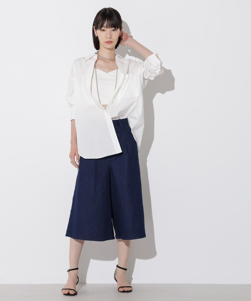 Apo(s)ture(アポスチャー)の「KATY-001/デニムツータックキュロットパンツ(デニムパンツ・レディース・ネイビー/ブラック・XS/S/M/L/XL)」の8枚目の写真