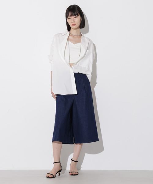 Apo(s)ture(アポスチャー)の「KATY-001/デニムツータックキュロットパンツ(デニムパンツ・レディース・ネイビー/ブラック・XS/S/M/L/XL)」の9枚目の写真