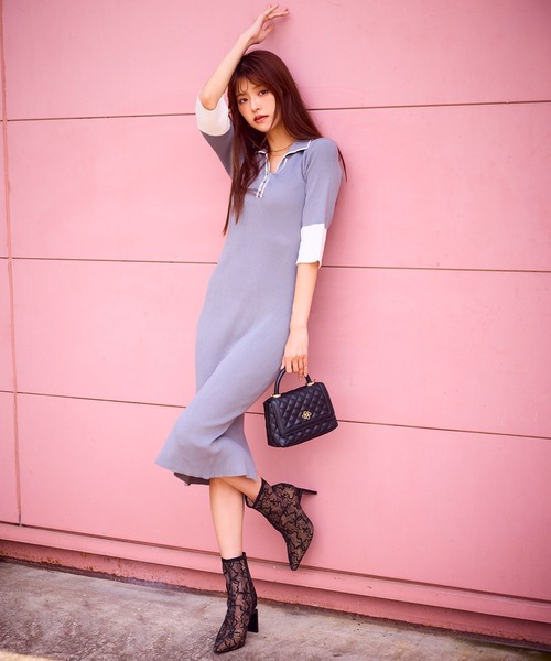 ROYAL PARTY（ロイヤルパーティー）の「衿付配色ニットタイト