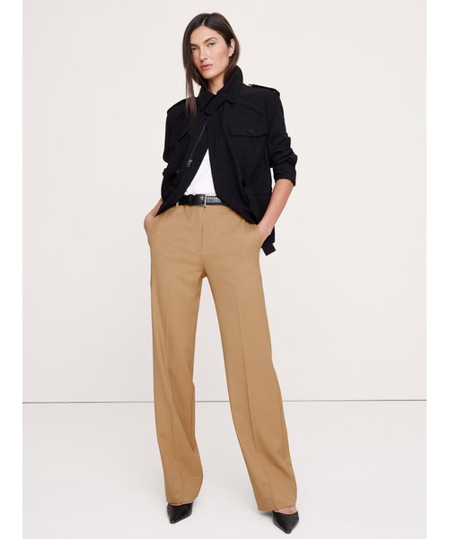 Banana Republic（バナナリパブリック）の「Siena ハイライズ モダンストレート イタリアン ウールパンツ（その他パンツ・レディース・グリーン/ネイビー/ブラウン/ライトグレー/ブラック/ブラウン系その他/キャメル・0/4/6/2/8）」の7枚目の写真