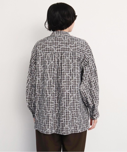I am I in fact...(アイアムアイインファクト)の「Bear pattern check ブラウス(シャツ/ブラウス・レディース・ブルー/ベージュ・FREE)」の7枚目の写真