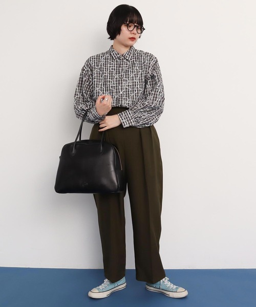 I am I in fact...(アイアムアイインファクト)の「Bear pattern check ブラウス(シャツ/ブラウス・レディース・ブルー/ベージュ・FREE)」の13枚目の写真