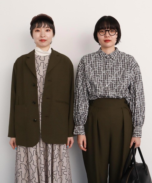 I am I in fact...(アイアムアイインファクト)の「Bear pattern check ブラウス(シャツ/ブラウス・レディース・ブルー/ベージュ・FREE)」の21枚目の写真