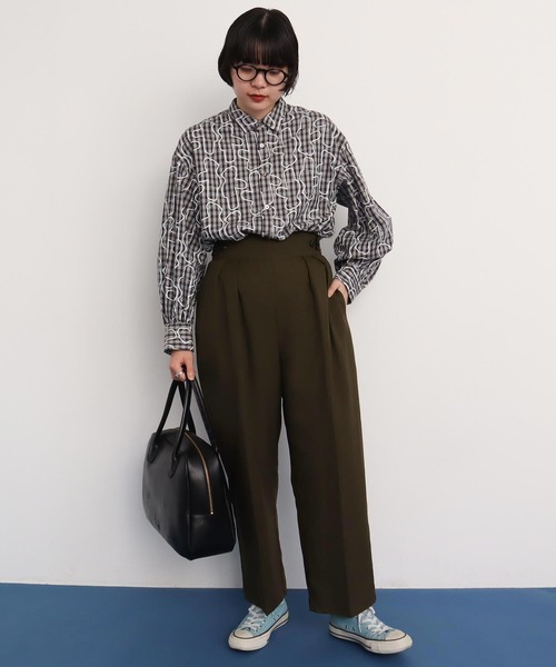 I am I in fact...(アイアムアイインファクト)の「Bear pattern check ブラウス(シャツ/ブラウス・レディース・ブルー/ベージュ・FREE)」の12枚目の写真
