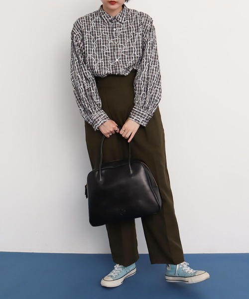 I am I in fact...(アイアムアイインファクト)の「Bear pattern check ブラウス(シャツ/ブラウス・レディース・ブルー/ベージュ・FREE)」の14枚目の写真