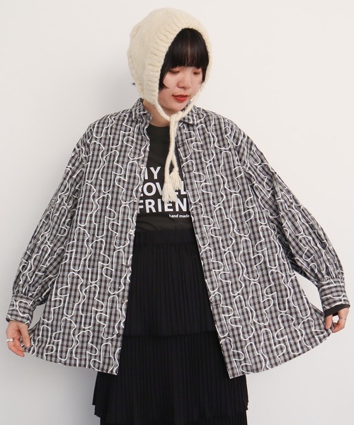 I am I in fact...(アイアムアイインファクト)の「Bear pattern check ブラウス(シャツ/ブラウス・レディース・ブルー/ベージュ・FREE)」の15枚目の写真