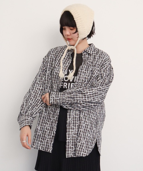 I am I in fact...(アイアムアイインファクト)の「Bear pattern check ブラウス(シャツ/ブラウス・レディース・ブルー/ベージュ・FREE)」の17枚目の写真