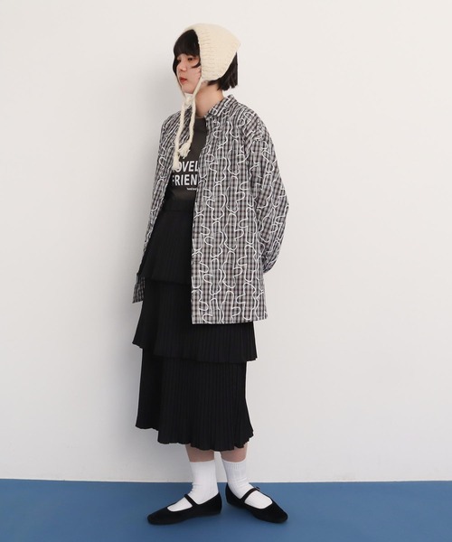 I am I in fact...(アイアムアイインファクト)の「Bear pattern check ブラウス(シャツ/ブラウス・レディース・ブルー/ベージュ・FREE)」の20枚目の写真