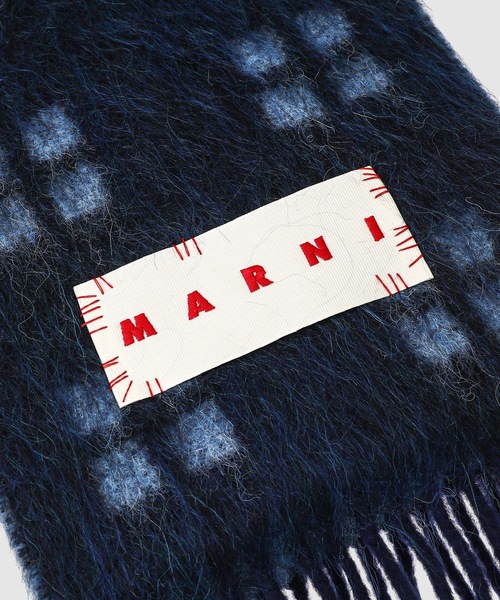 MARNI（マルニ）の「SQUARED PATTERN / アルパカマフラー（マフラー・メンズ・ブラウン系/ブルー・ONE SIZE）」の3枚目の写真