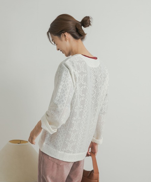 URBAN RESEARCH DOORS（アーバンリサーチドアーズ）の「レースカーディガン（カーディガン/ボレロ・レディース・ブラック/アイボリー・MEDIUM）」の6枚目の写真