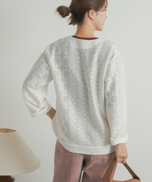 URBAN RESEARCH DOORS（アーバンリサーチドアーズ）の「レースカーディガン（カーディガン/ボレロ・レディース・ブラック/アイボリー・MEDIUM）」の7枚目の写真