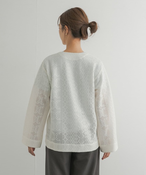 URBAN RESEARCH DOORS（アーバンリサーチドアーズ）の「レースカーディガン（カーディガン/ボレロ・レディース・ブラック/アイボリー・MEDIUM）」の12枚目の写真