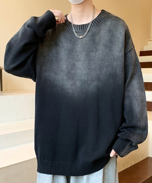 B.R.U（ブル）の「グラデーションニット（ニット/セーター・メンズ・グリーン/ネイビー/ブラック・FREE）」の4枚目の写真