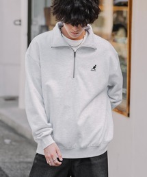 新色追加 KANGOL カンゴール 別注コラボオーバーサイズ裏起毛ロゴ刺繍ハーフジップハイネックスウェットトレーナー