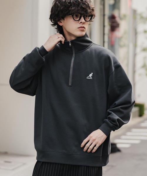 KANGOL(カンゴール)の「新色追加 KANGOL カンゴール 別注コラボオーバーサイズ裏起毛ロゴ刺繍ハーフジップハイネックスウェットトレーナー(スウェット・メンズ・チャコール/ネイビー/グリーン/ホワイト/ライトグレー/ブラック/杢グレー/ブラウン・M/L/XL)」の20枚目の写真