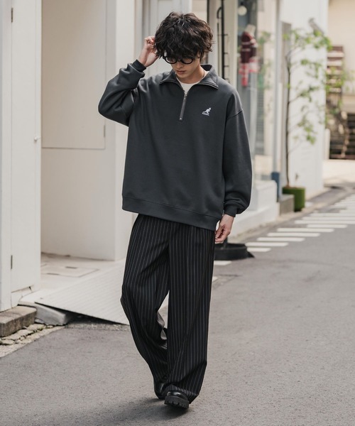 KANGOL(カンゴール)の「新色追加 KANGOL カンゴール 別注コラボオーバーサイズ裏起毛ロゴ刺繍ハーフジップハイネックスウェットトレーナー(スウェット・メンズ・チャコール/ネイビー/グリーン/ホワイト/ライトグレー/ブラック/杢グレー/ブラウン・M/L/XL)」の22枚目の写真