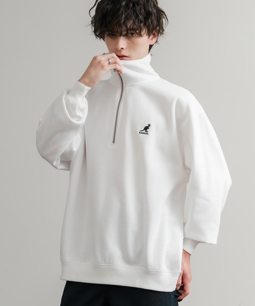 KANGOL（カンゴール）の「新色追加 KANGOL カンゴール 別注コラボ 裏起毛ロゴ刺繍ハーフジップ（スウェット・メンズ・チャコール/ネイビー/グリーン/ホワイト/ライトグレー/ブラック/杢グレー/ブラウン・M/L/XL）」の10枚目の写真
