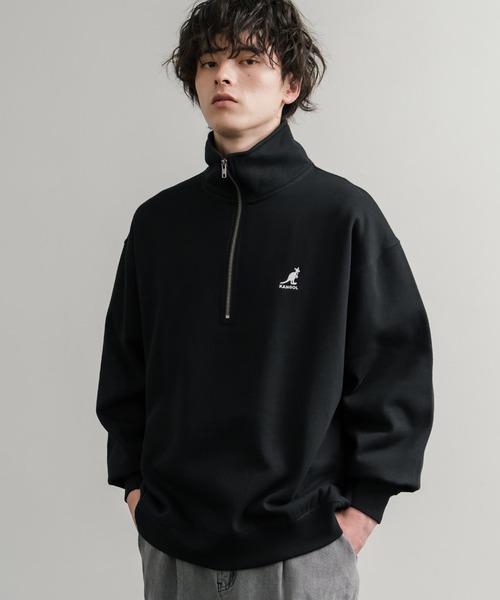 KANGOL（カンゴール）の「新色追加 KANGOL カンゴール 別注コラボ 裏起毛ロゴ刺繍ハーフジップ（スウェット・メンズ・チャコール/ネイビー/グリーン/ホワイト/ライトグレー/ブラック/杢グレー/ブラウン・M/L/XL）」の13枚目の写真