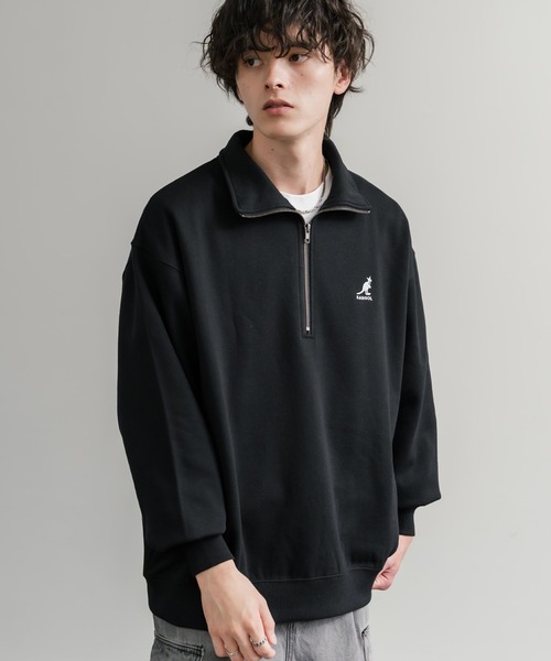 KANGOL（カンゴール）の「新色追加 KANGOL カンゴール 別注コラボ 裏起毛ロゴ刺繍ハーフジップ（スウェット・メンズ・チャコール/ネイビー/グリーン/ホワイト/ライトグレー/ブラック/杢グレー/ブラウン・M/L/XL）」の14枚目の写真