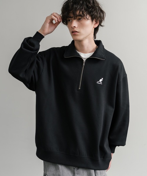 KANGOL（カンゴール）の「新色追加 KANGOL カンゴール 別注コラボ 裏起毛ロゴ刺繍ハーフジップ（スウェット・メンズ・チャコール/ネイビー/グリーン/ホワイト/ライトグレー/ブラック/杢グレー/ブラウン・M/L/XL）」の15枚目の写真