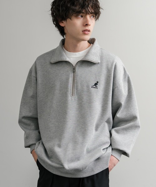 KANGOL（カンゴール）の「新色追加 KANGOL カンゴール 別注コラボ 裏起毛ロゴ刺繍ハーフジップ（スウェット・メンズ・チャコール/ネイビー/グリーン/ホワイト/ライトグレー/ブラック/杢グレー/ブラウン・M/L/XL）」の20枚目の写真