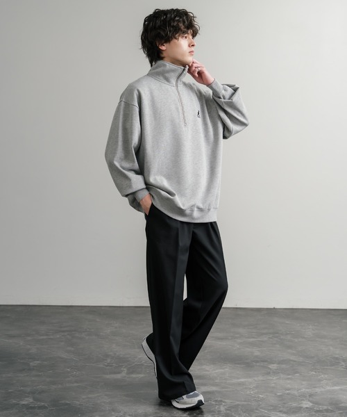 KANGOL（カンゴール）の「新色追加 KANGOL カンゴール 別注コラボ 裏起毛ロゴ刺繍ハーフジップ（スウェット・メンズ・チャコール/ネイビー/グリーン/ホワイト/ライトグレー/ブラック/杢グレー/ブラウン・M/L/XL）」の22枚目の写真