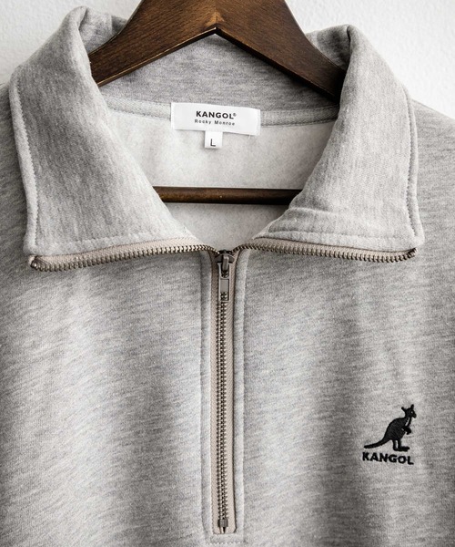KANGOL(カンゴール)の「新色追加 KANGOL カンゴール 別注コラボオーバーサイズ裏起毛ロゴ刺繍ハーフジップハイネックスウェットトレーナー(スウェット・メンズ・チャコール/ネイビー/グリーン/ホワイト/ライトグレー/ブラック/杢グレー/ブラウン・M/L/XL)」の15枚目の写真