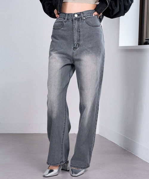 MAISON BREEZE（メゾンブリーズ）の「【MAISON BREEZE】バックポケット加工ストレートデニムパンツ　DTK（デニムパンツ・レディース・ブルー/グレー・S/M）」の2枚目の写真