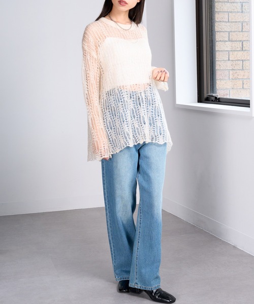 MAISON BREEZE（メゾンブリーズ）の「【MAISON BREEZE】バックポケット加工ストレートデニムパンツ　DTK（デニムパンツ・レディース・ブルー/グレー・S/M）」の11枚目の写真