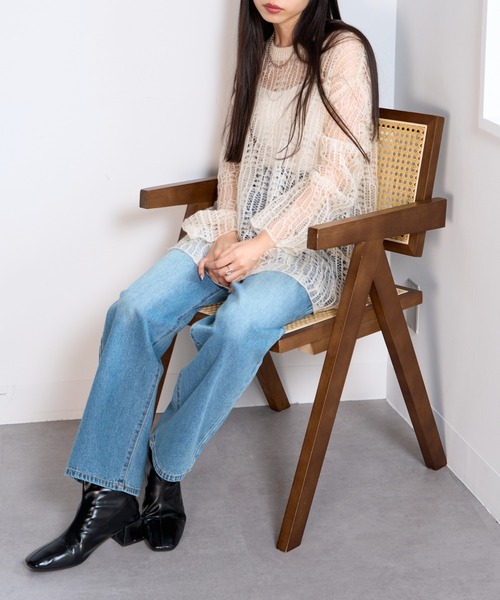 MAISON BREEZE（メゾンブリーズ）の「【MAISON BREEZE】バックポケット加工ストレートデニムパンツ　DTK（デニムパンツ・レディース・ブルー/グレー・S/M）」の6枚目の写真