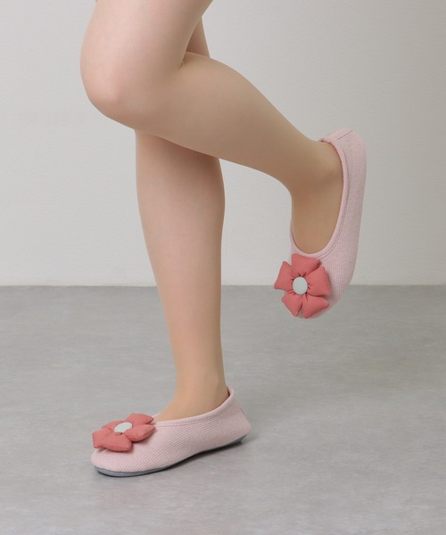 セール】3D フラワー付き バレエ ルーム シューズ（ルーム