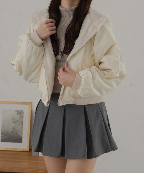 Ambre Neige(アンブルネージュ)の「2WAYフェイクファーナイロンブルゾン/WEB/EC限定商品(ブルゾン・レディース・ピンクベージュ/アイボリー・FREE)」の3枚目の写真