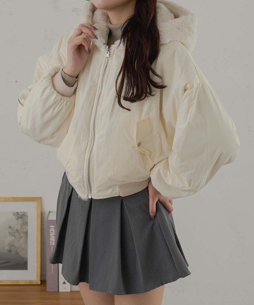 Ambre Neige(アンブルネージュ)の「2WAYフェイクファーナイロンブルゾン/WEB/EC限定商品(ブルゾン・レディース・ピンクベージュ/アイボリー・FREE)」の5枚目の写真