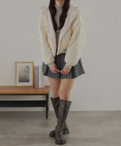 Ambre Neige(アンブルネージュ)の「2WAYフェイクファーナイロンブルゾン/WEB/EC限定商品(ブルゾン・レディース・ピンクベージュ/アイボリー・FREE)」の7枚目の写真