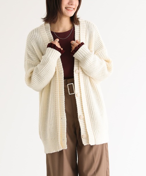 n'OrLABEL(ノアールレーベル)の「【機能素材】『ダブルリブ畦編みカーディガン』(カーディガン/ボレロ・レディース・ピンク/イエロー/ダークブルー/アイボリー・FREE)」の2枚目の写真