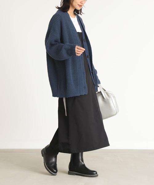 n'OrLABEL(ノアールレーベル)の「【機能素材】『ダブルリブ畦編みカーディガン』(カーディガン/ボレロ・レディース・ピンク/イエロー/ダークブルー/アイボリー・FREE)」の7枚目の写真